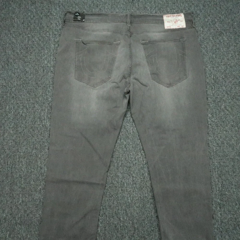True Religion Jeans Mens 40x32 Gray Charcoal‎ Rocco Relaxed Skinny No Flap NWT